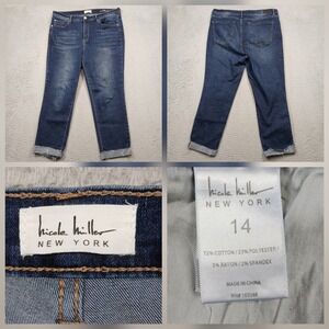 Nicole Miller New York Women's Jeans Size 14 Blue Stretch Cuffed Hem read
